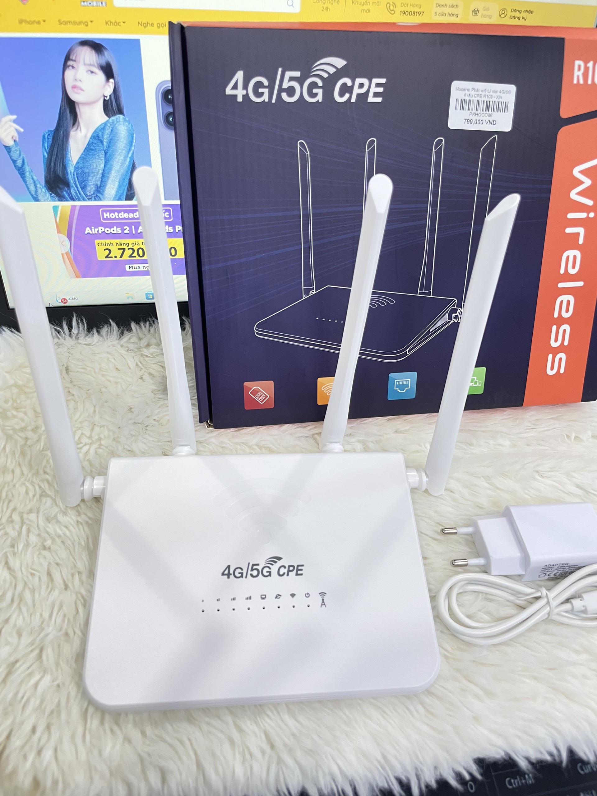 Cục modem Phát wifi từ sim 4G/5G 4 râu CPE R103 dạng Moderm Trọng Phú ...