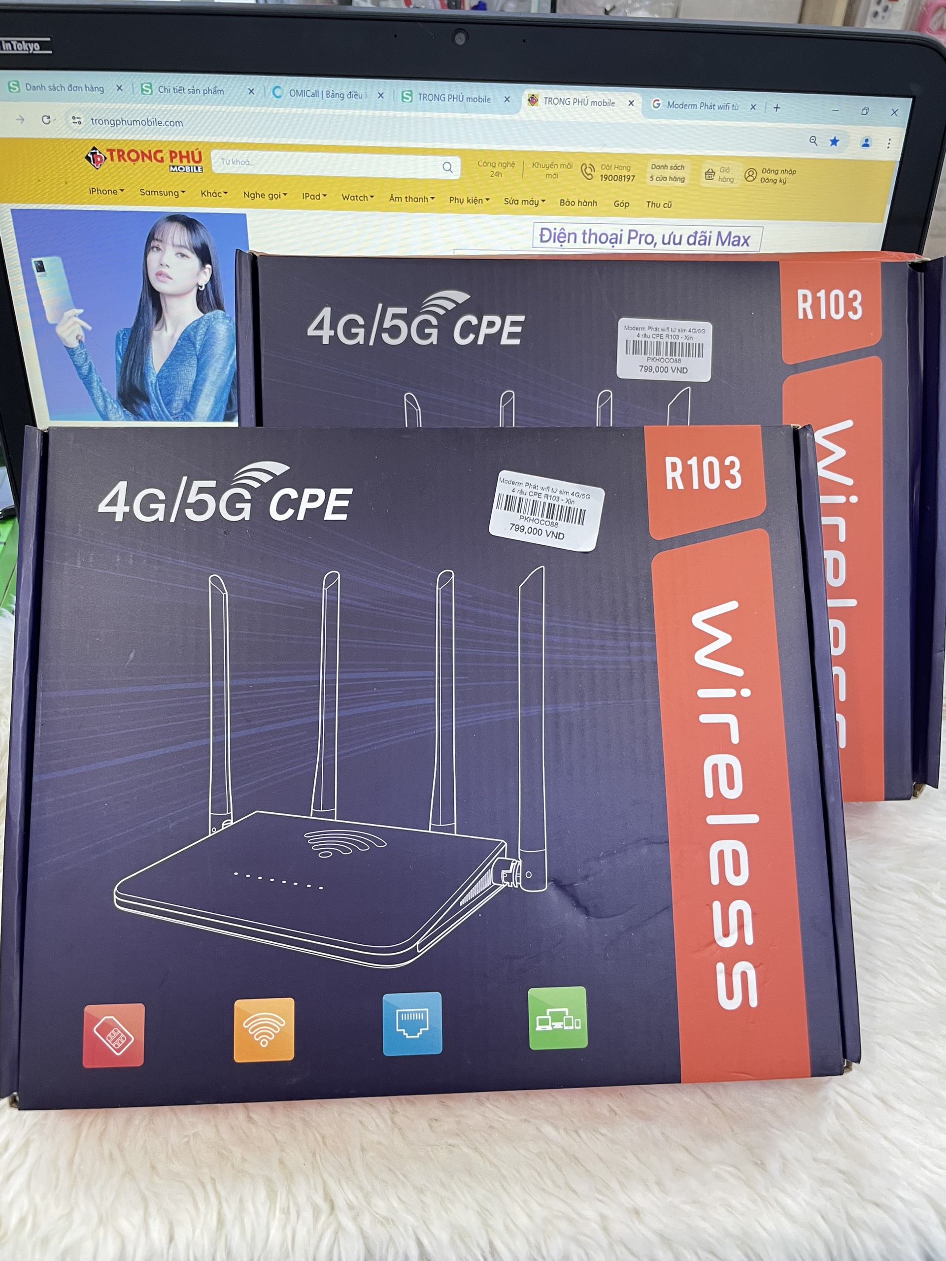 Cục modem Phát wifi từ sim 4G/5G 4 râu CPE R103 dạng Moderm