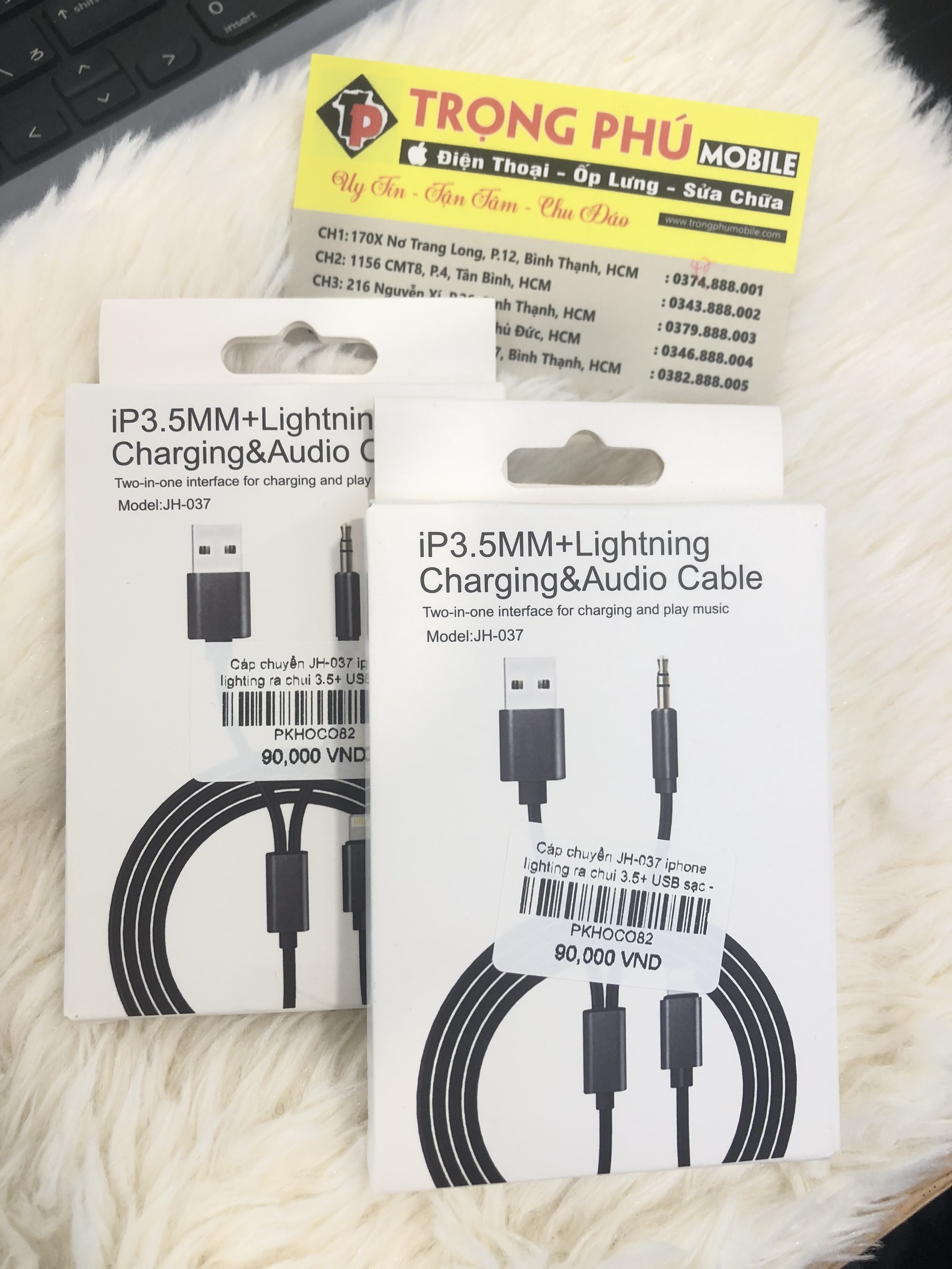 Cáp chuyển JH-037 Lighting ra chui 3.5+ USB sạc