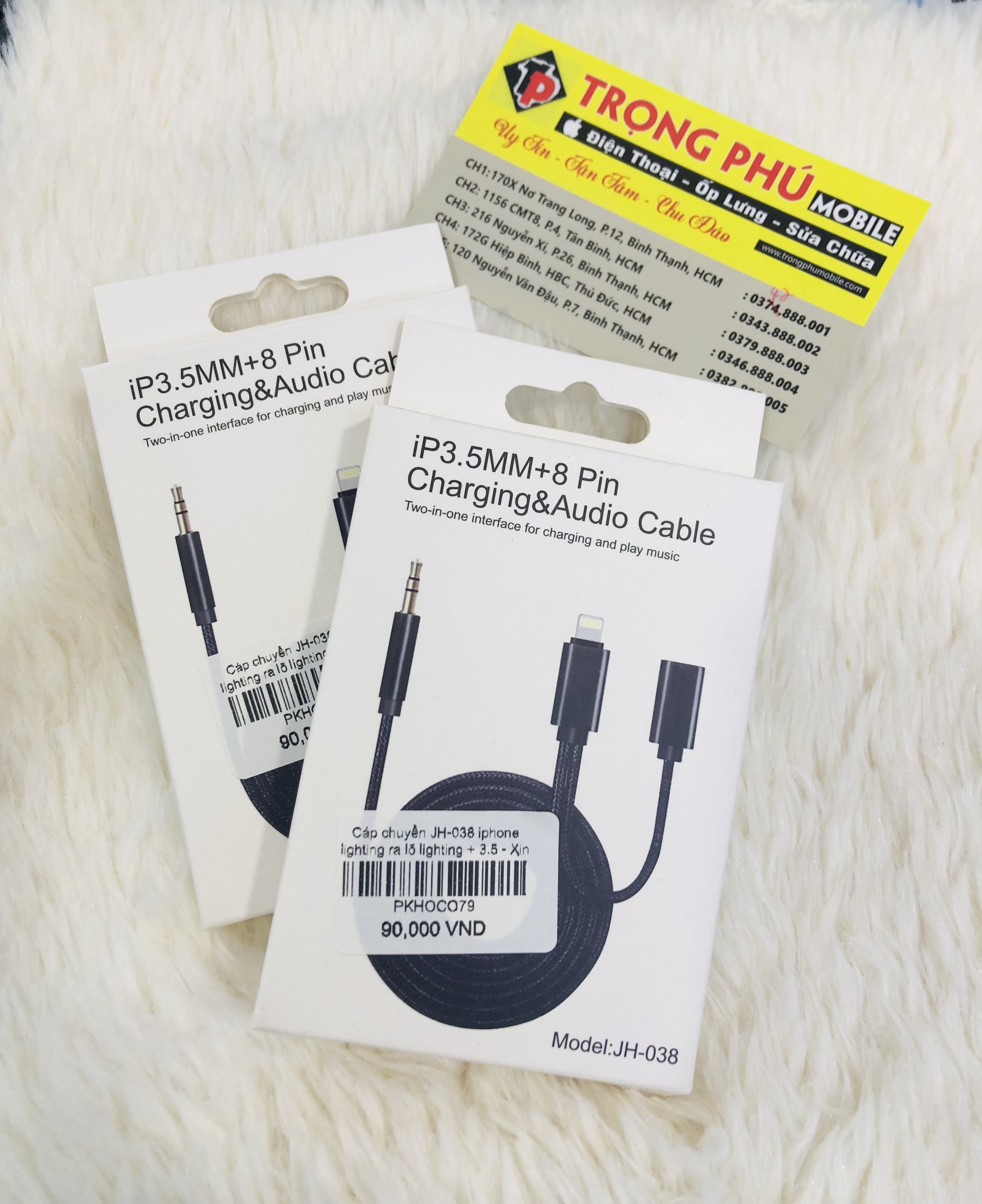 Cáp chuyển JH-038 Lighting ra lỗ Lighting + 3.5