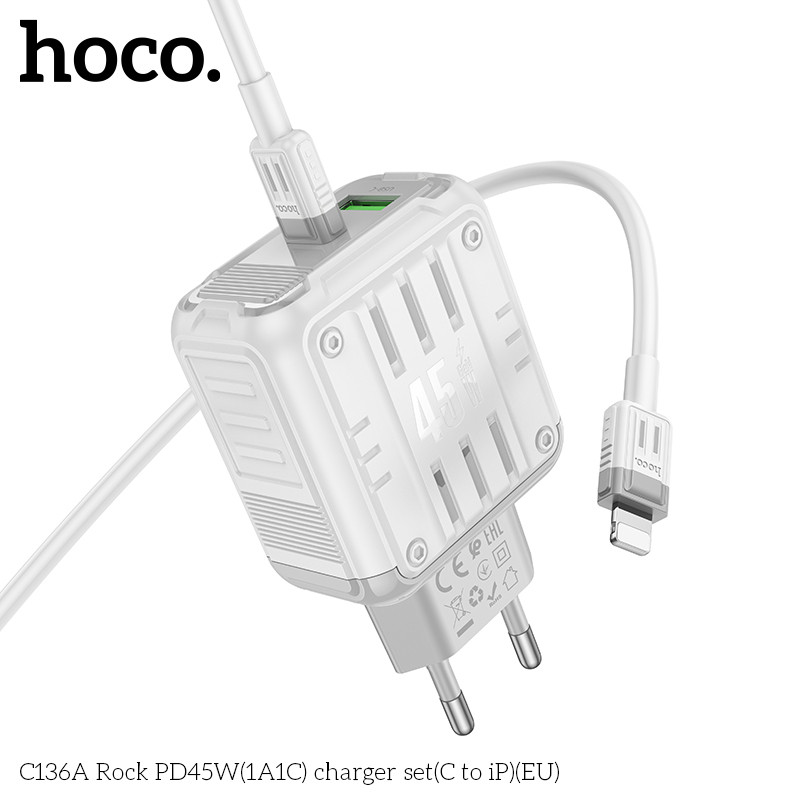 Bộ sạc TypeC-TypeC PD45w Hoco C136A