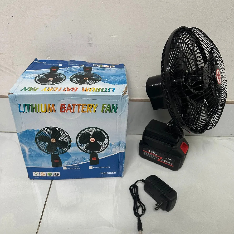 Quạt tích điện dùng pin rời 10 cell 48V Metal model (có xoay)