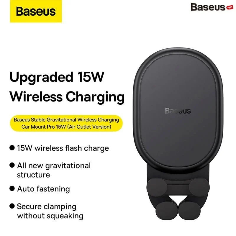 Đế Giữ Điện Thoại Baseus Stable Gravitational Wireless Charging Car Mount Pro 15W