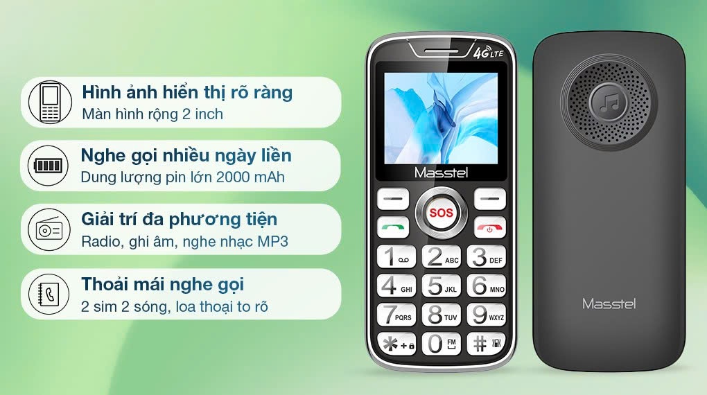 Điện thoại Masstel Fami 60 4G - Sóng 4G chuẩn