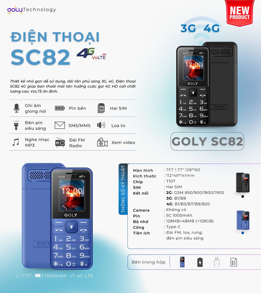 Điện thoại Goly SC82 chính hãng 4g chuẩn
