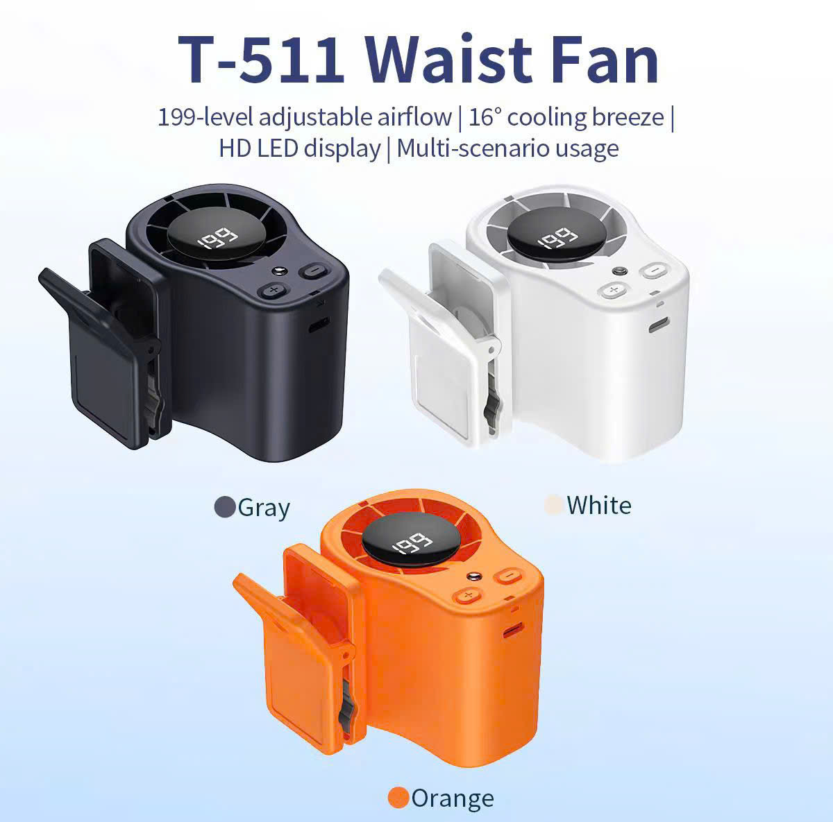 Quạt Kẹp (gắn Dù/Xe Đạp/Balo) Mini T-511 Xoay 360° Điều Chỉnh Hướng Gió
