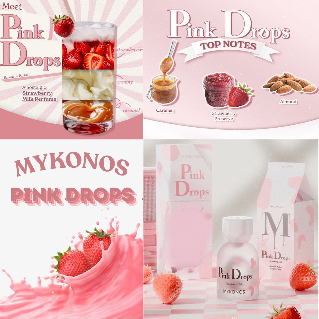 MYKONOS PINK DROPS - ly sữa dâu thời thơ ấu.