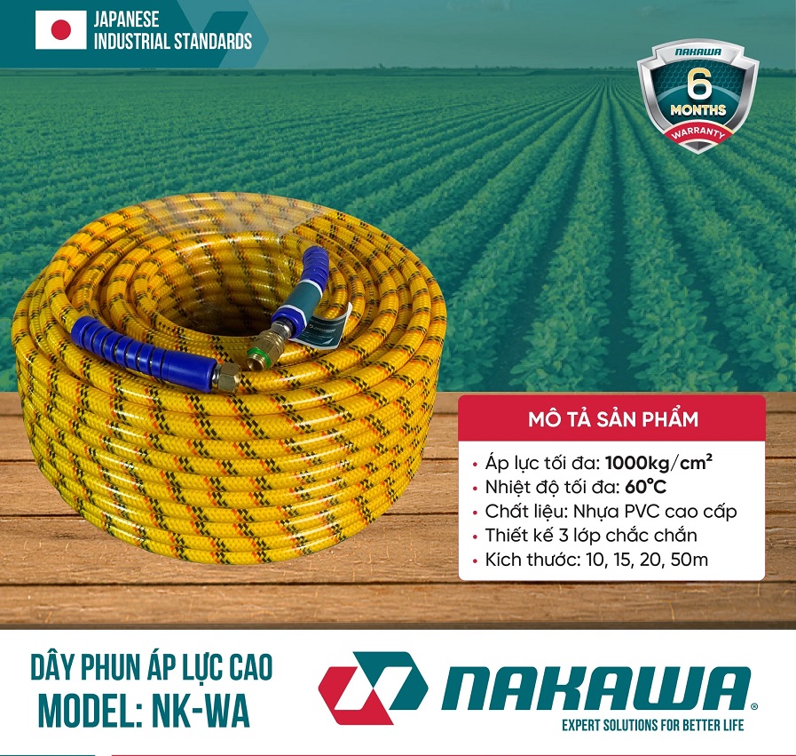 Dây phun xịt áp lực 50M 8.5mm Nakawa NK-WA50
