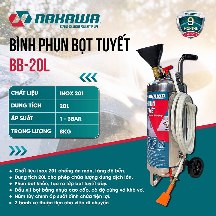 Bình phun bọt tuyết 20L Nakawa BB-20L