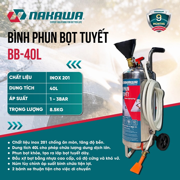 Bình phun bọt tuyết 40L Nakawa BB-40L