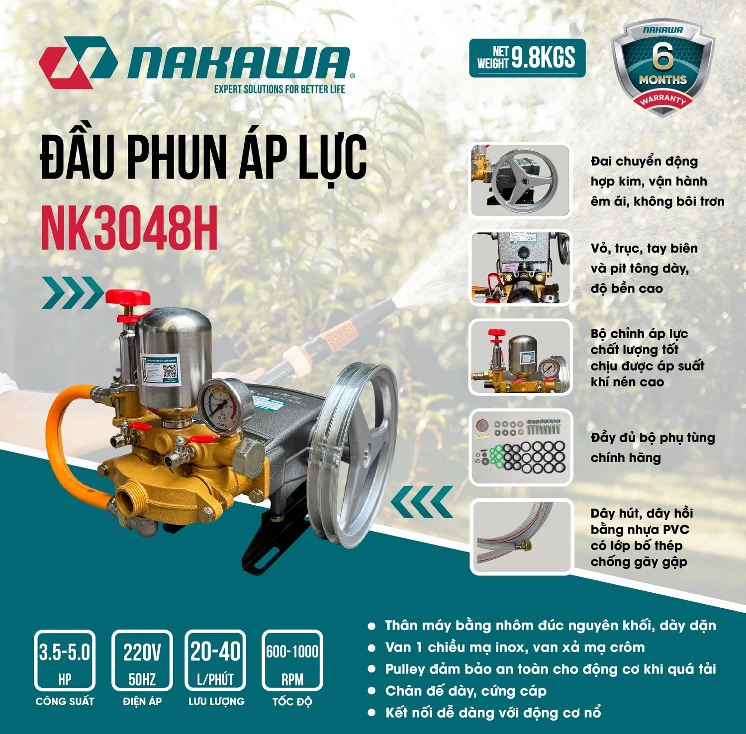 Đầu Phun Áp Lực 3HP NAKAWA NK3048H