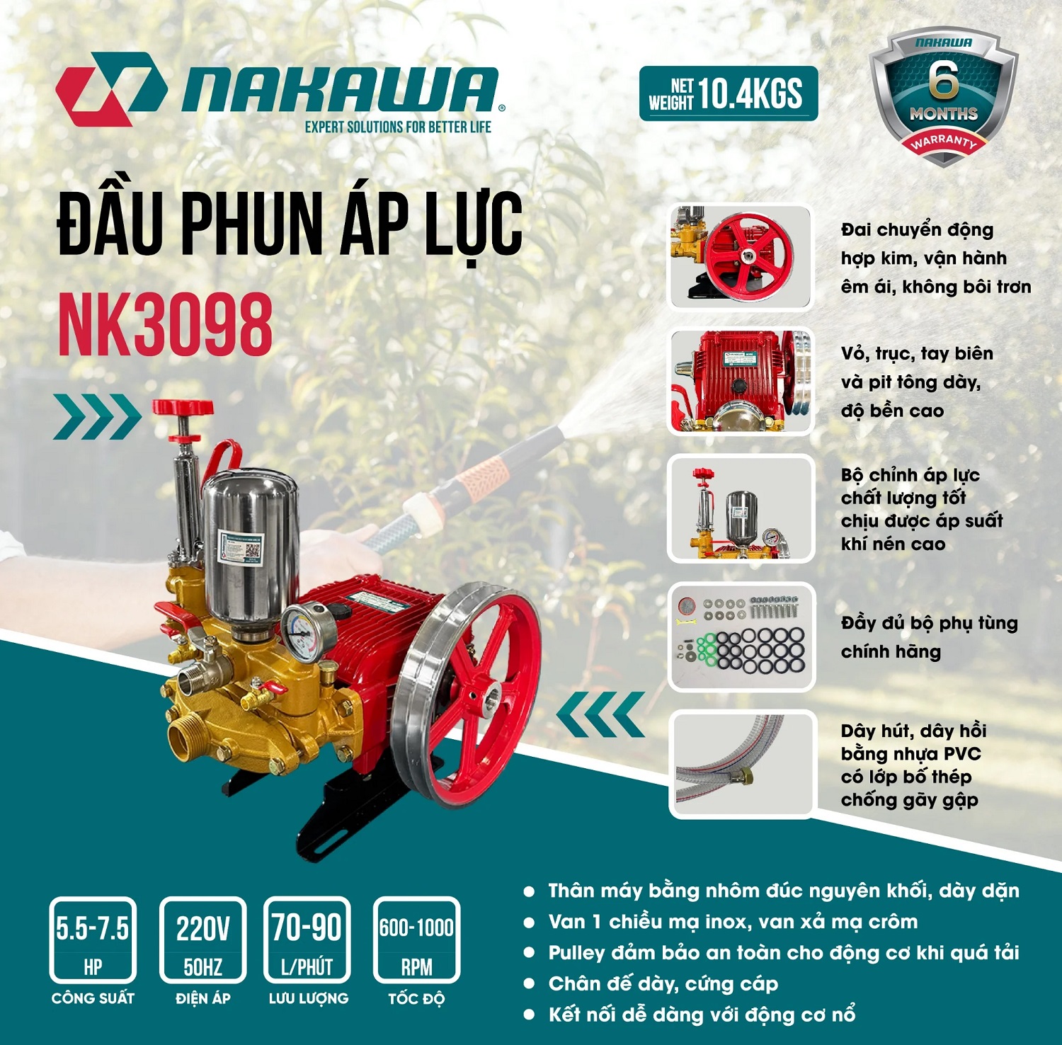 Đầu Phun Áp Lực 5HP Nakawa NK3098