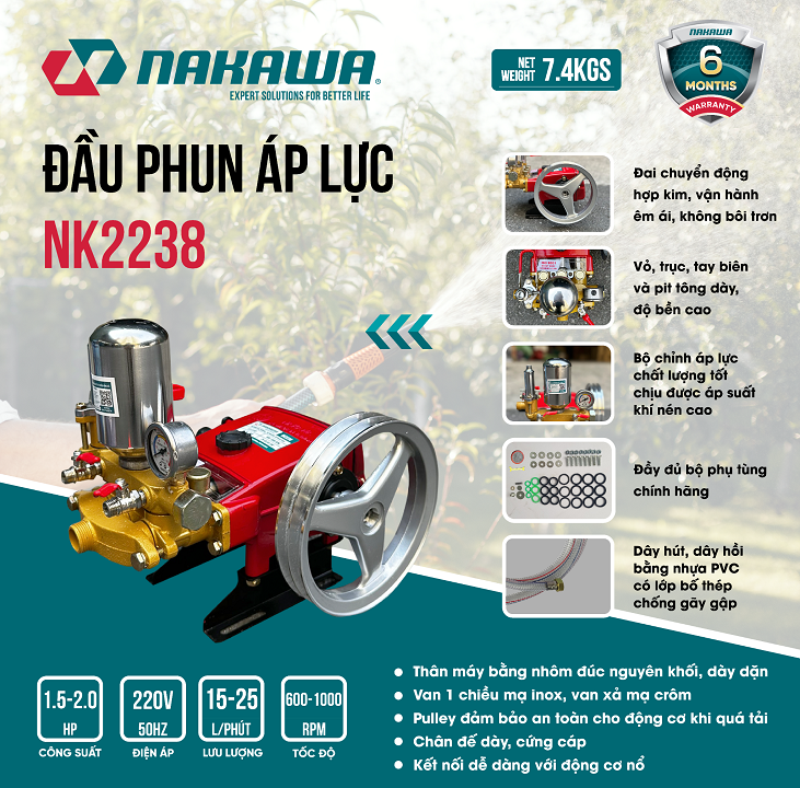 Đầu phun xịt 1.5Hp Nakawa NK2238
