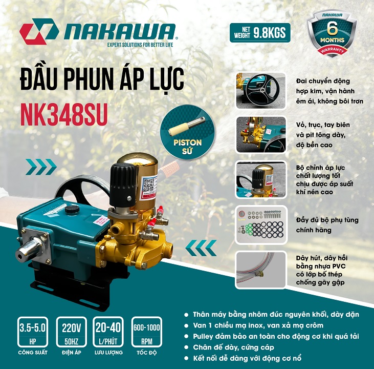 Đầu phun xịt 3.5Hp Nakawa NK348SU piston sứ