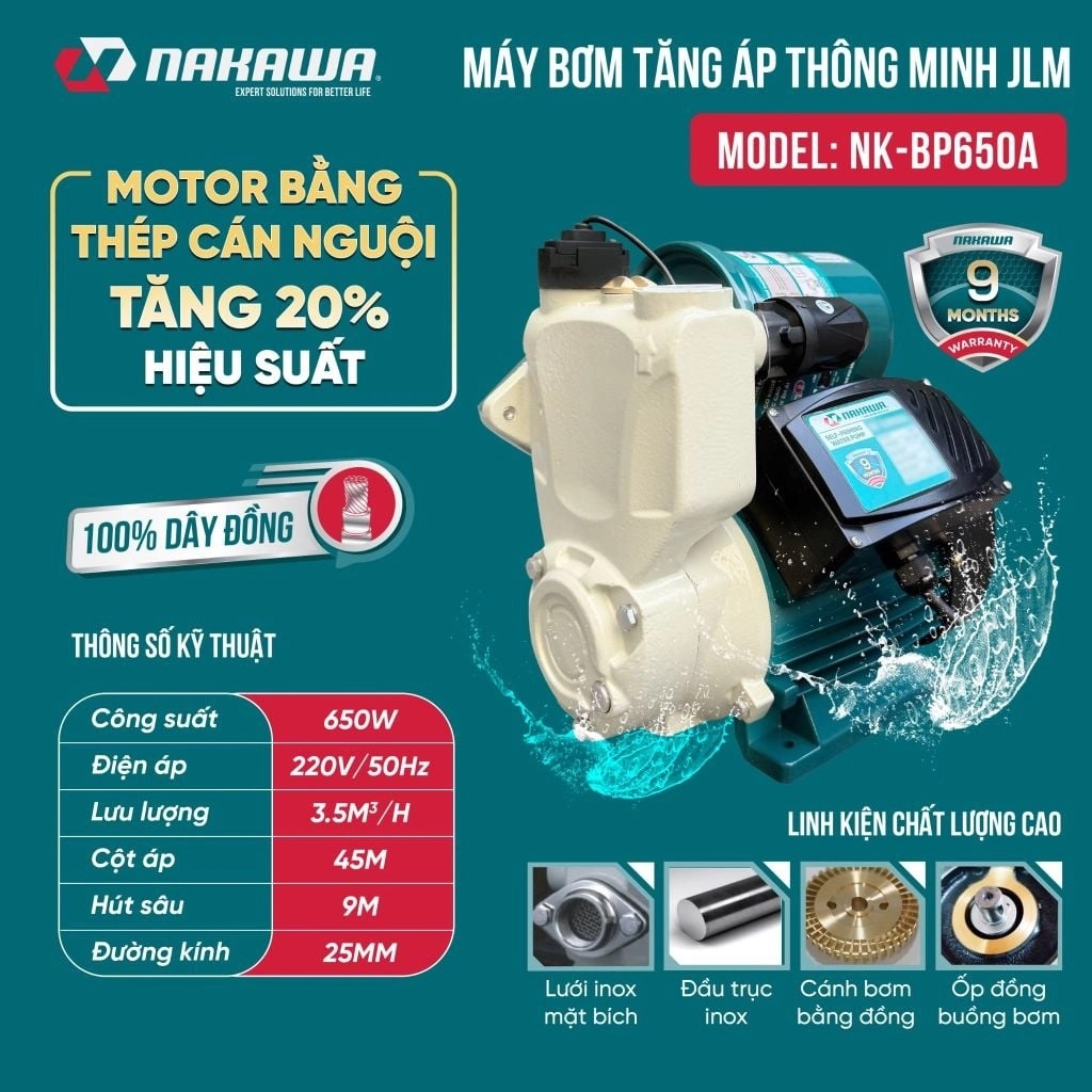 Máy Bơm Tăng Áp 600W Nakawa NK-BP650A