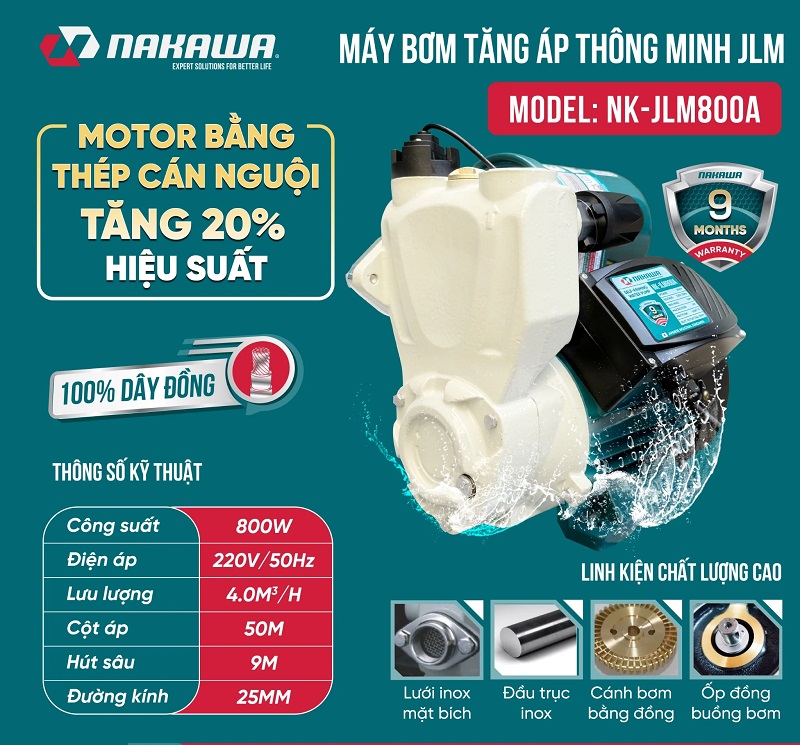 Máy Bơm Tăng Áp 850W Nakawa NK-BP850A