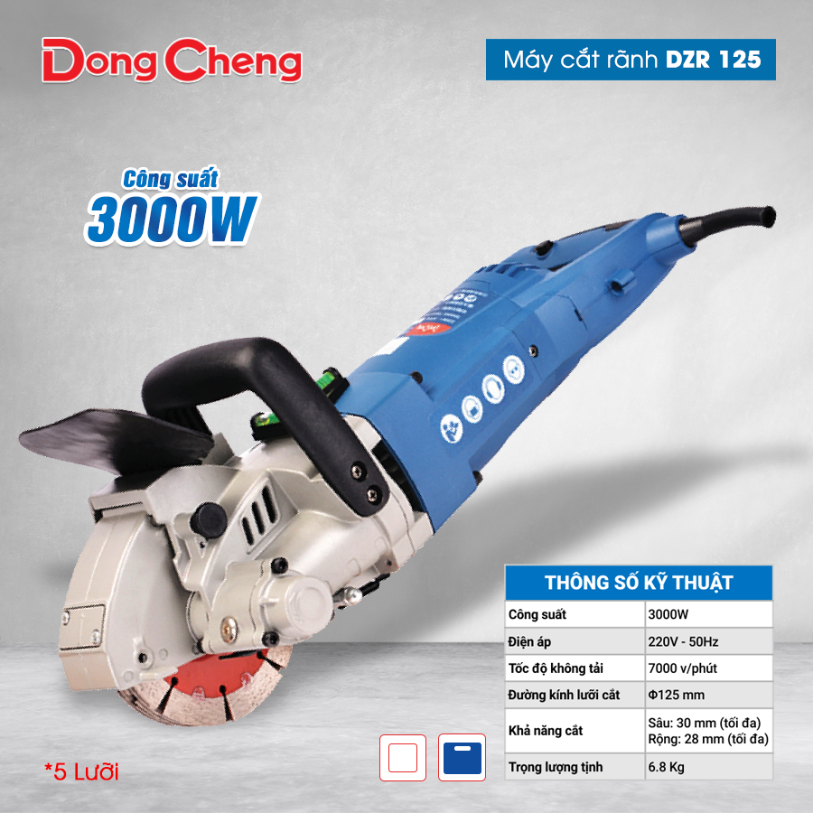 Máy Cắt Rãnh 5 Lưỡi 3000W Dongcheng DZR125