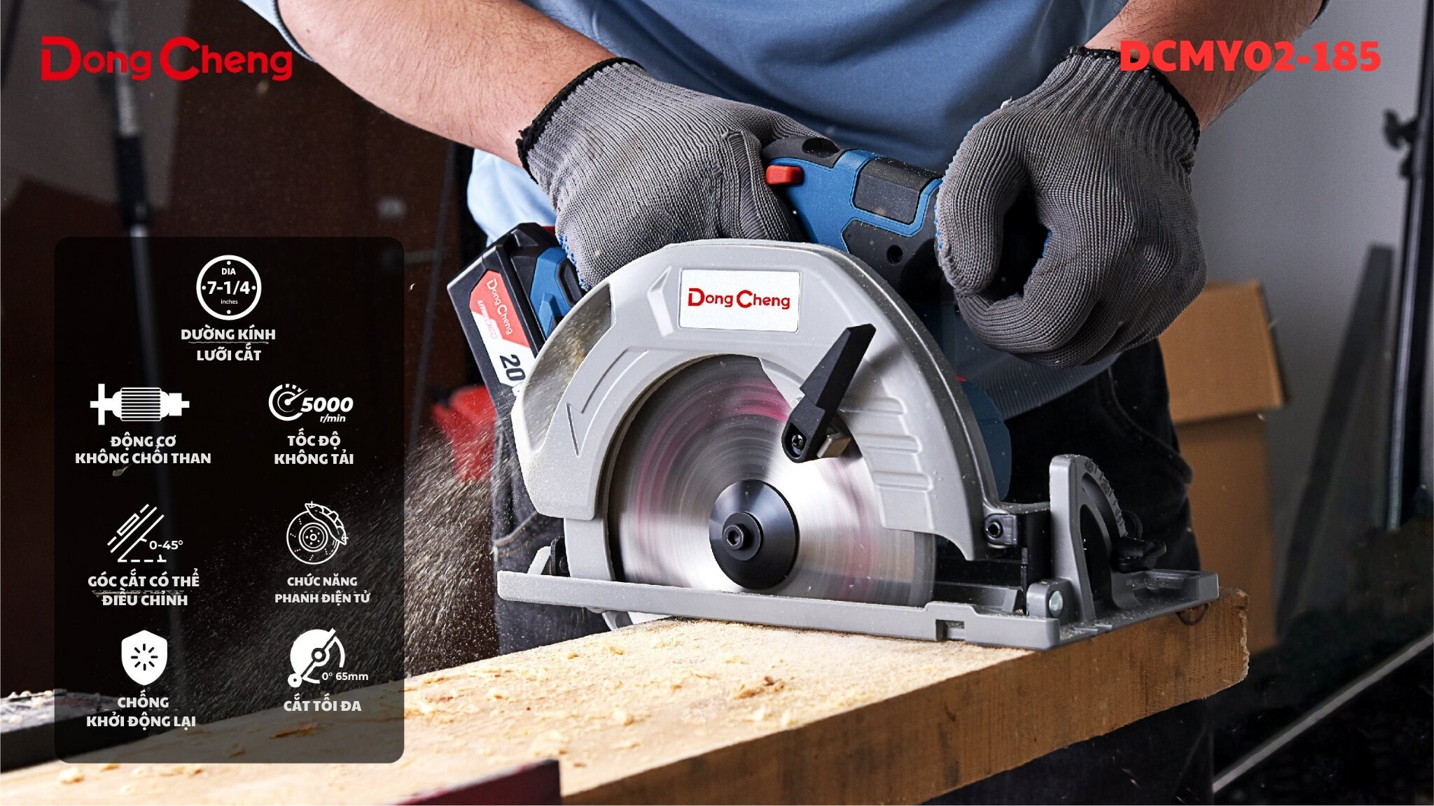 Máy Cưa Gỗ Dùng Pin 20V Dongcheng DCMY02-185