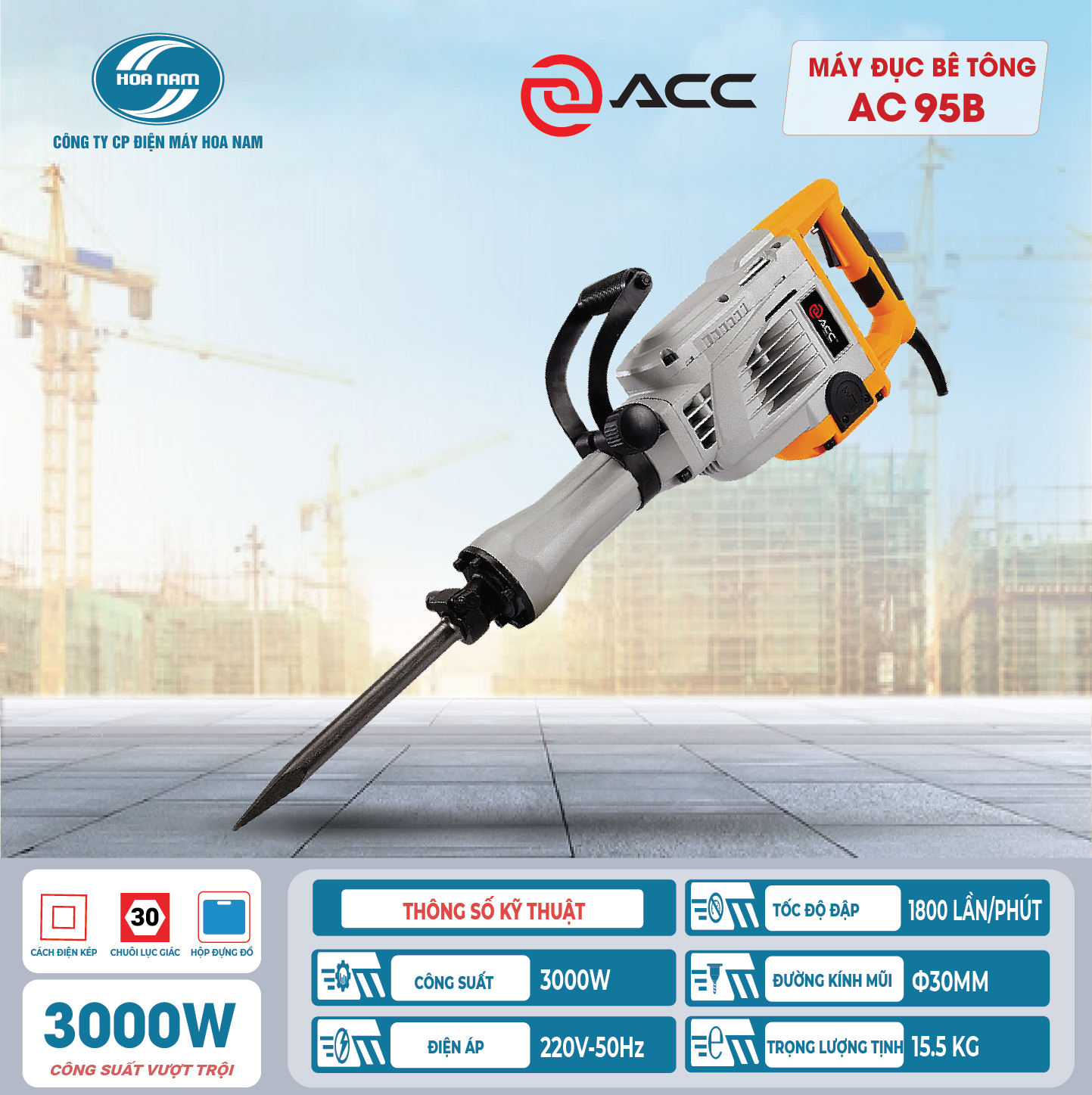 Máy đục bê tông 3000W ACC AC95B