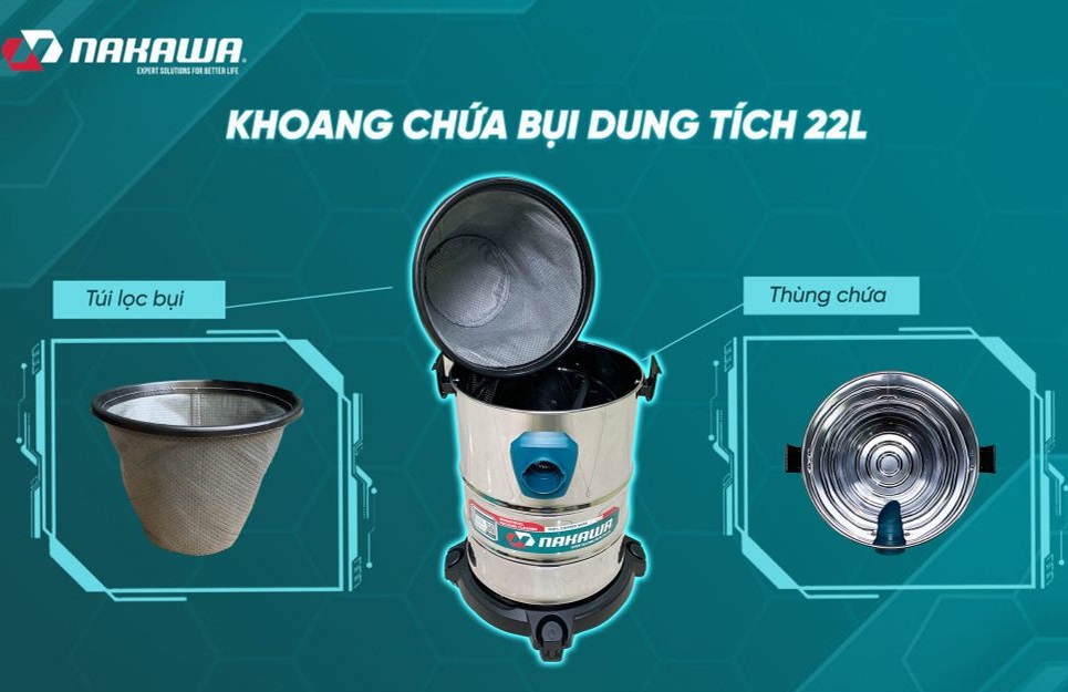 Máy hút bụi công nghiệp 1600W 22L Nakawa NK-HB22L