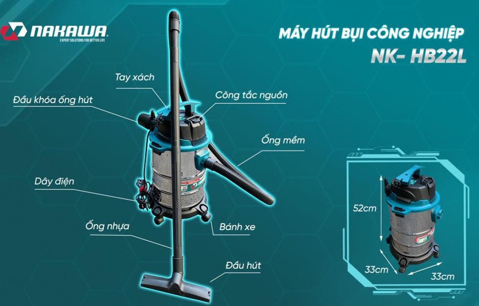Máy hút bụi công nghiệp 1600W 22L Nakawa NK-HB22L