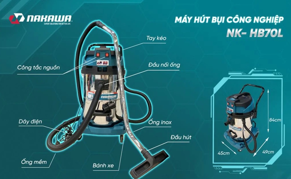 Máy hút bụi công nghiệp 3200W 70L Nakawa NK-HB70L