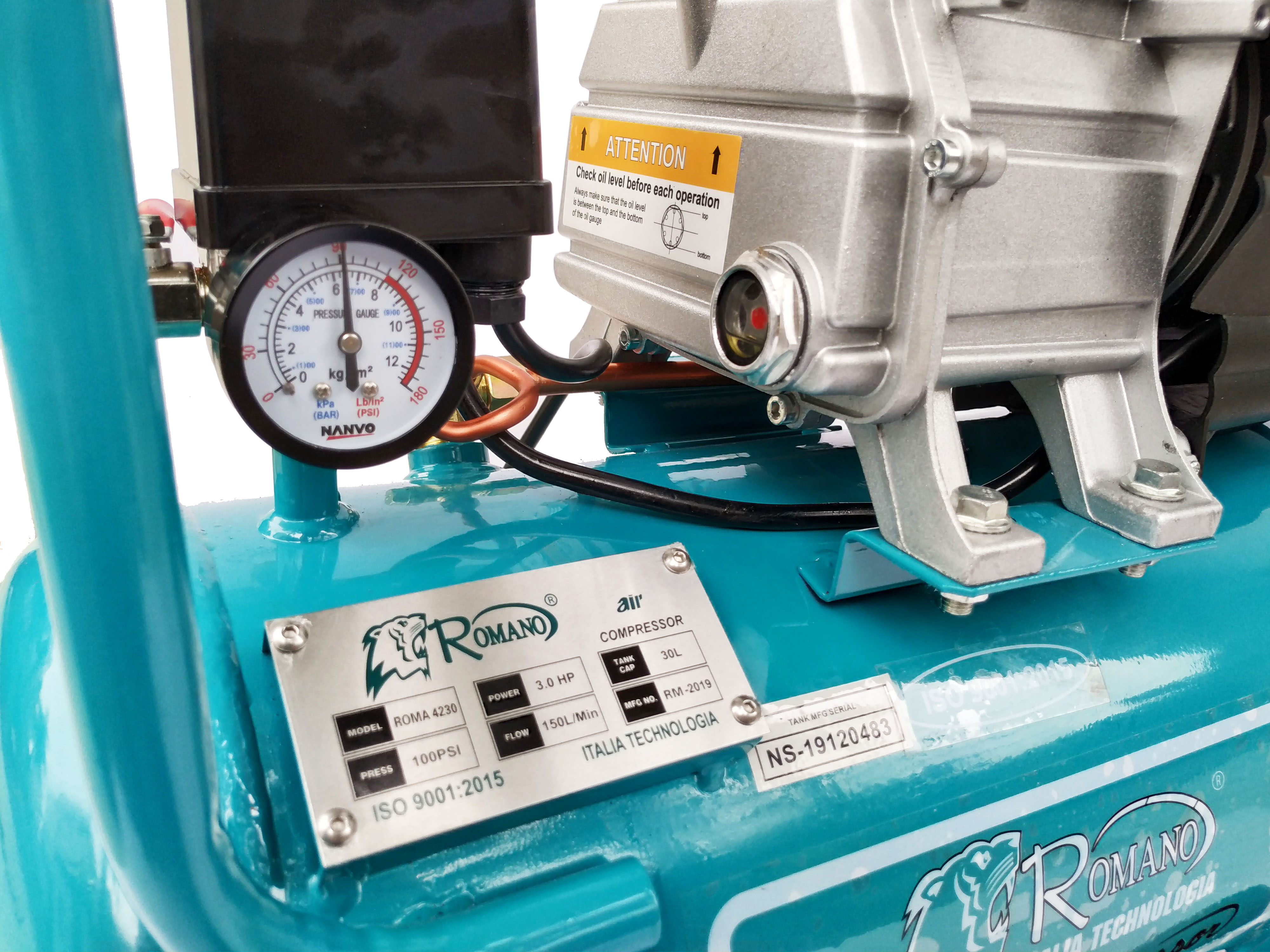 Máy Nén Khí Có Dầu Liền Trục Romano 3HP 30L ROMA-4230