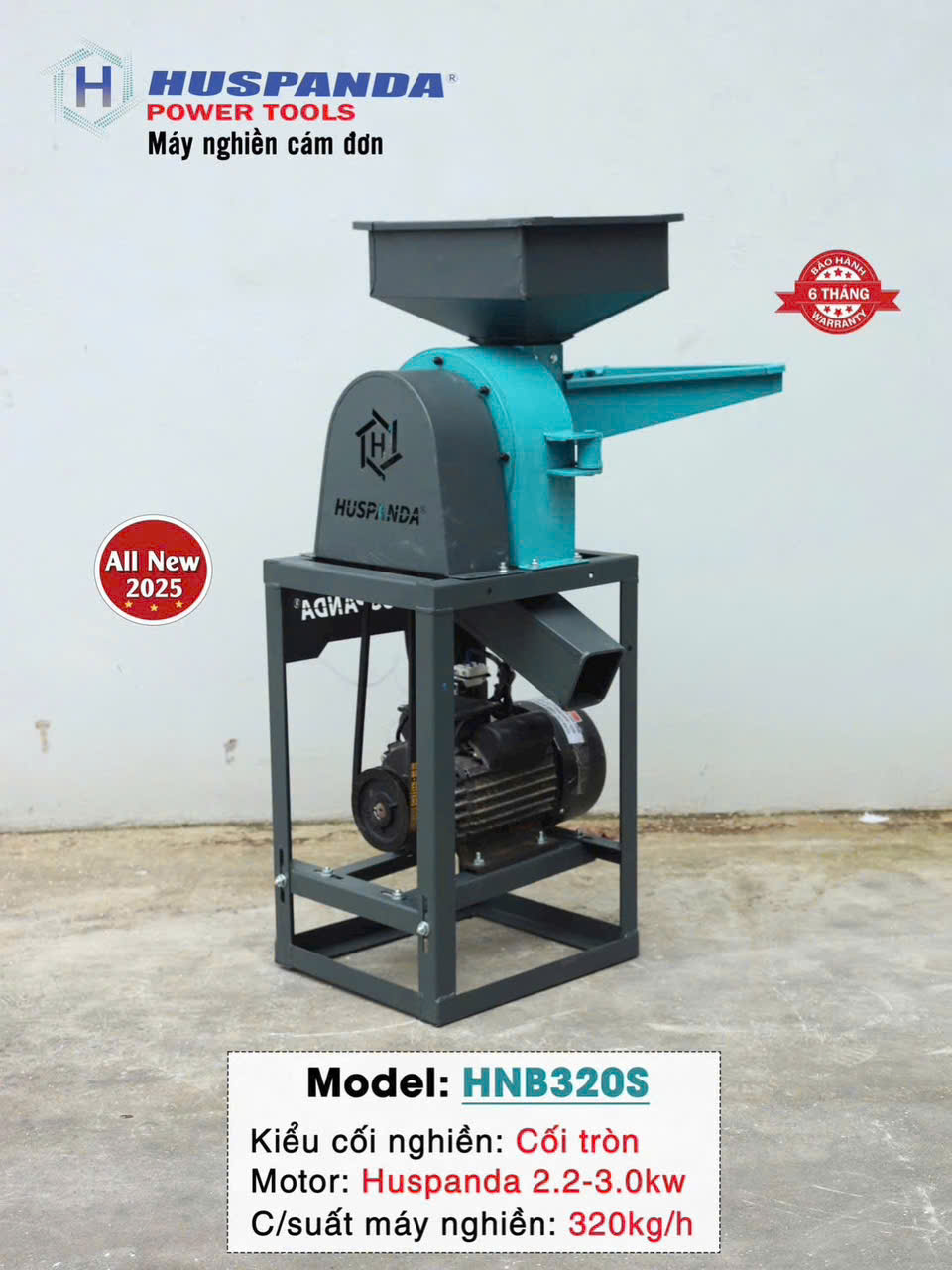 Máy Nghiền Cám Đơn Huspanda HNB320S