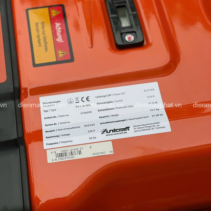 Máy Phát Điện 8KW Chạy Xăng Unicraft PGE90SEA