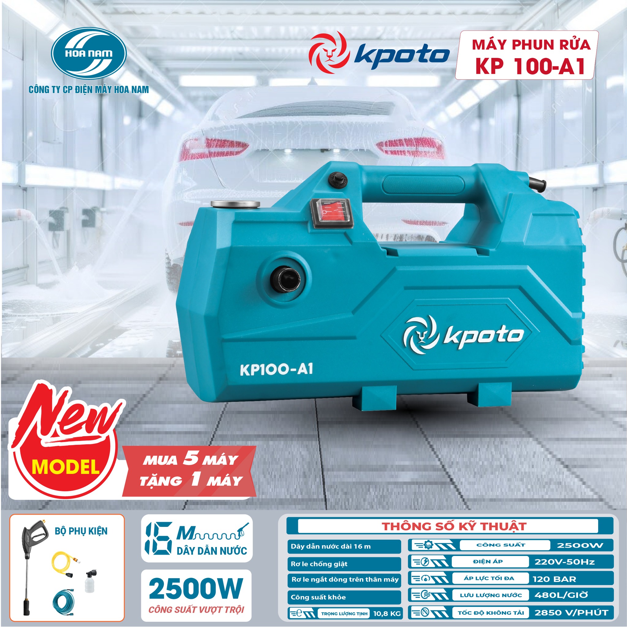 Máy Phun Rửa 2500W Kpoto KP100-A1