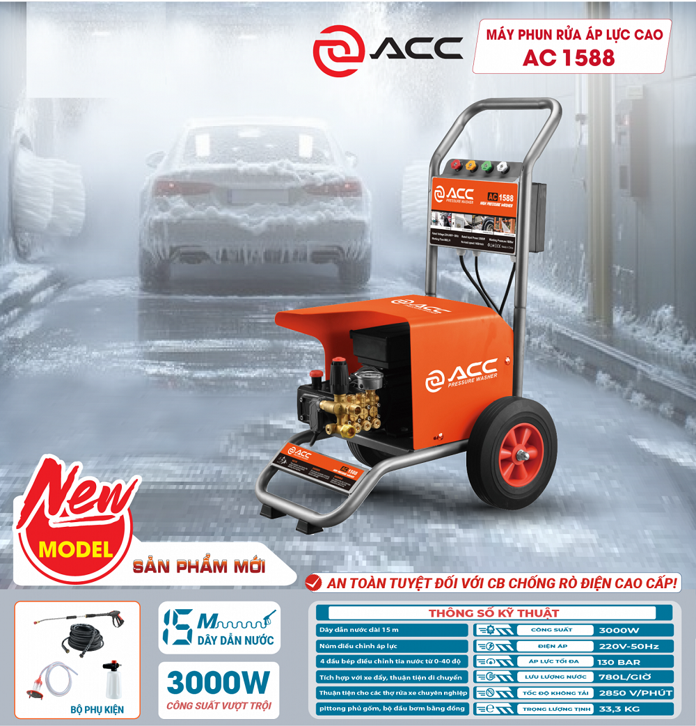 Máy Phun Rửa Áp Lực Cao 3000W ACC AC1588
