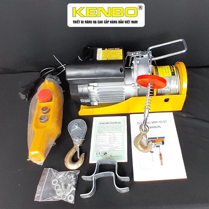 Tời Điện Mini 2000W Kenbo PA1200-12M Tải 600 - 1200 KG