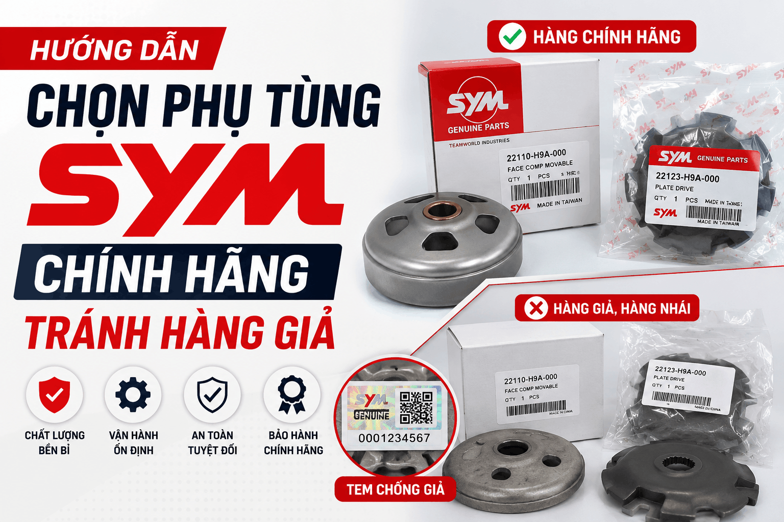 Hướng dẫn chọn phụ tùng SYM chính hãng tránh hàng giả