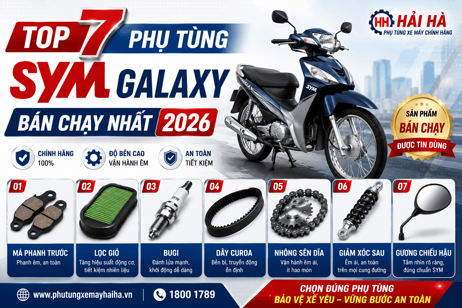 Top phụ tùng SYM Galaxy bán chạy nhất 2026