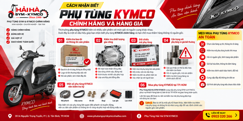 Cách phân biệt phụ tùng KYMCO chính hãng và hàng nhái