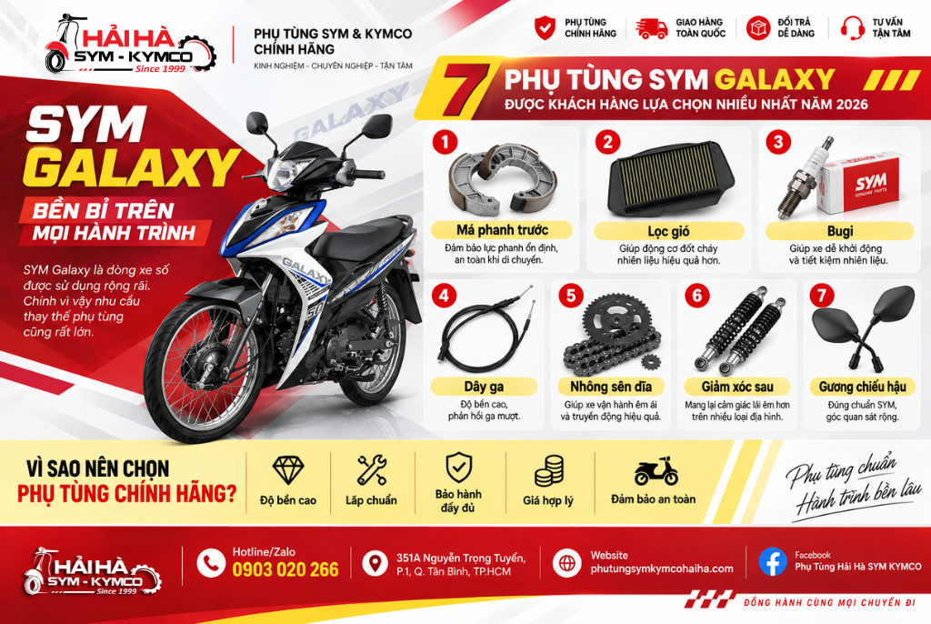 Top phụ tùng SYM Galaxy bán chạy nhất 2026