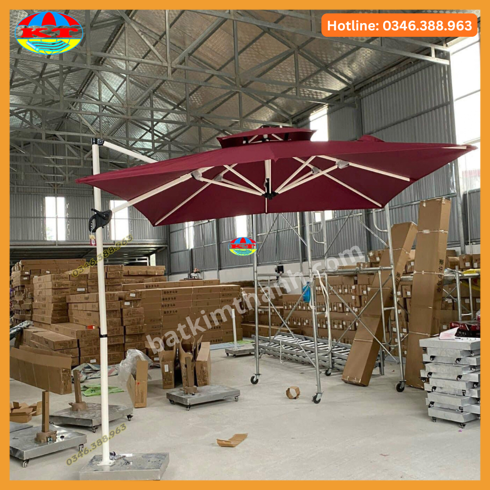 Ô Lệch Tâm Vuông 2,5m Xoay Nghiêng 8 Nan