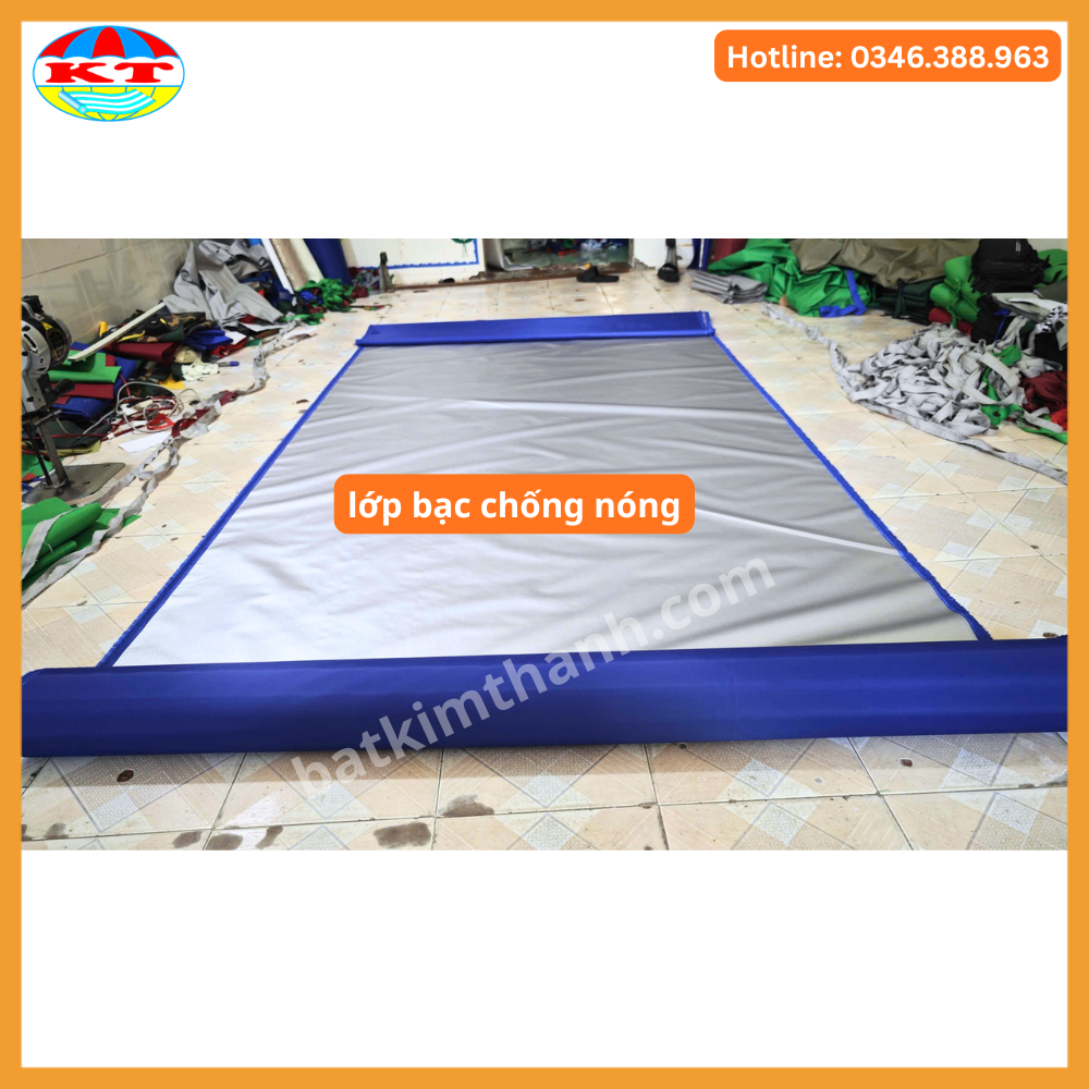 Vải dù tráng bạc xanh dương khổ 1,5m bán theo mét