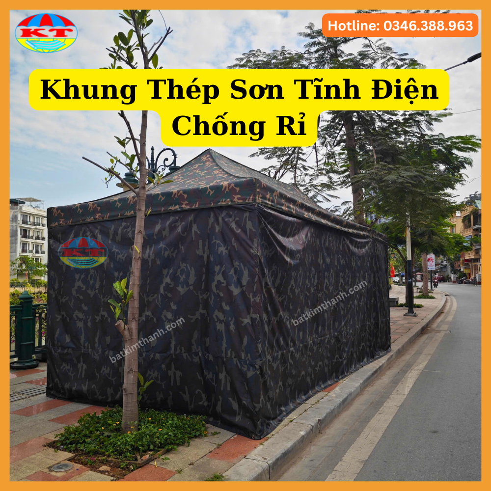Nhà Bạt Rằn Ri Dã Chiến Có Cửa Kéo Khoá Ra Vào Rèm Che Kín 4 Mặt