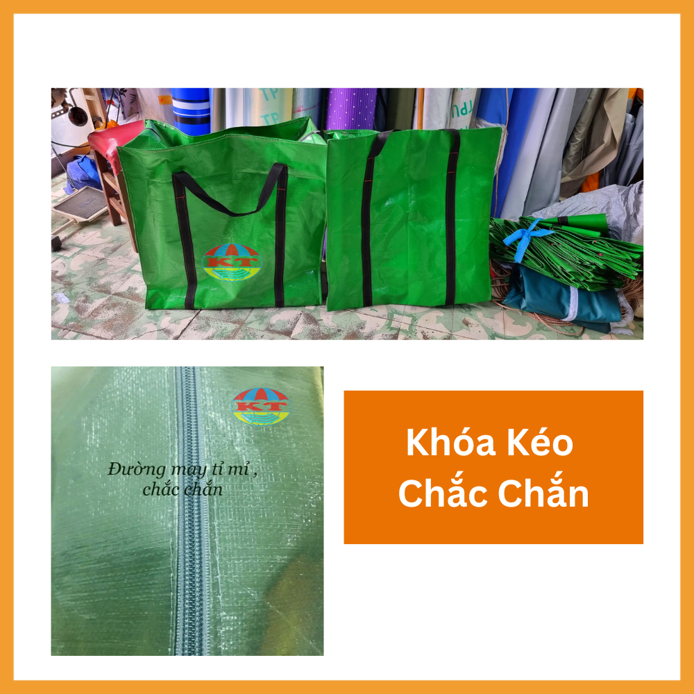 Túi Bạt Xanh Lá May Gia Cường Dây Đai (Cực chắc)