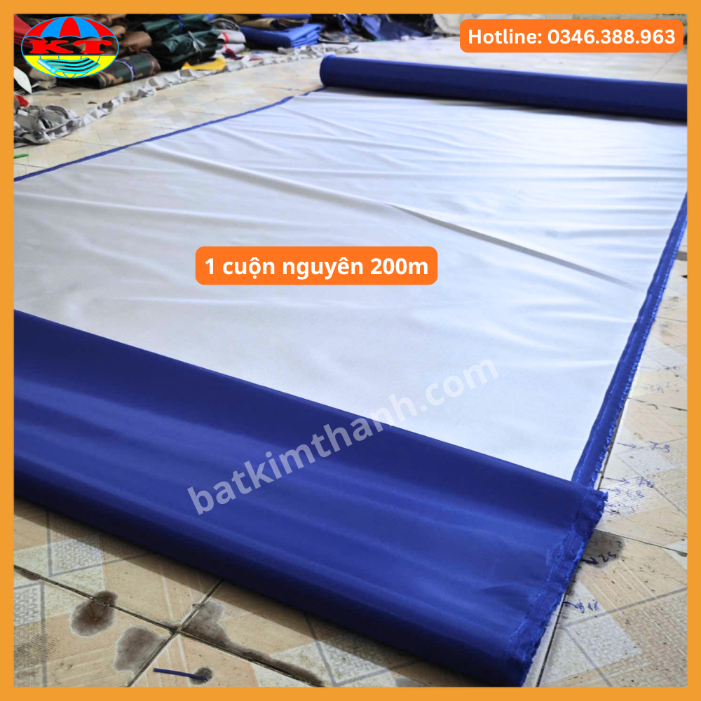 Vải dù tráng bạc xanh dương khổ 1,5m bán theo mét