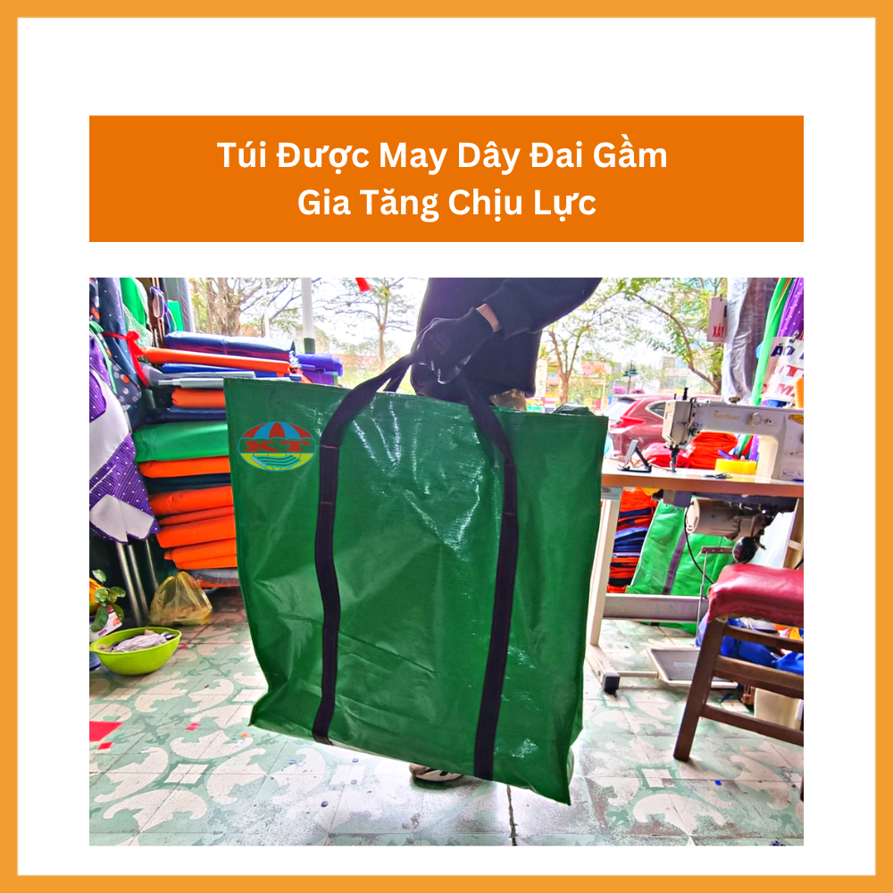 Túi Bạt Xanh Lá May Gia Cường Dây Đai (Cực chắc)