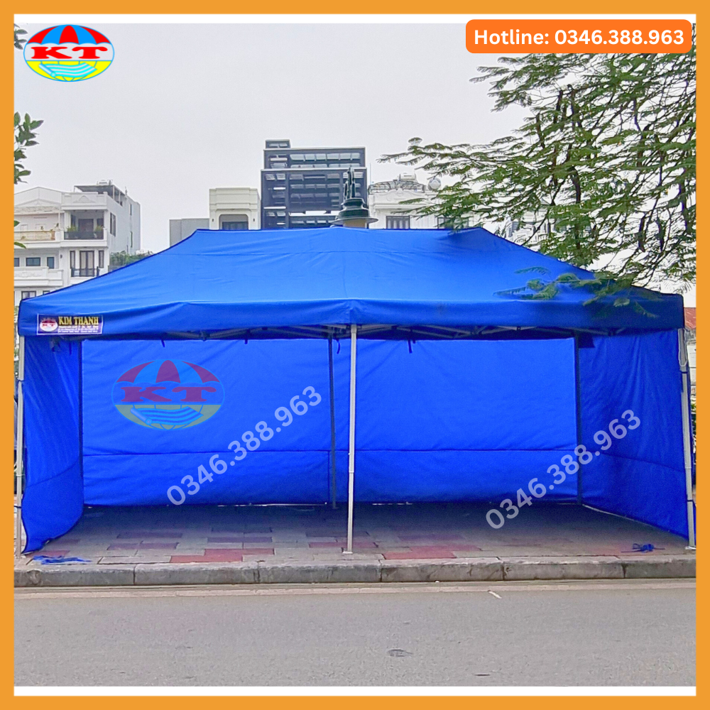 Bạt Gấp Gọn 3M x 6M Màu Xanh Dương, Quây 3 Mặt