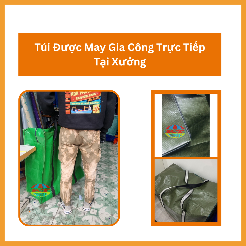 Túi Bạt Xanh Lá May Gia Cường Dây Đai (Cực chắc)