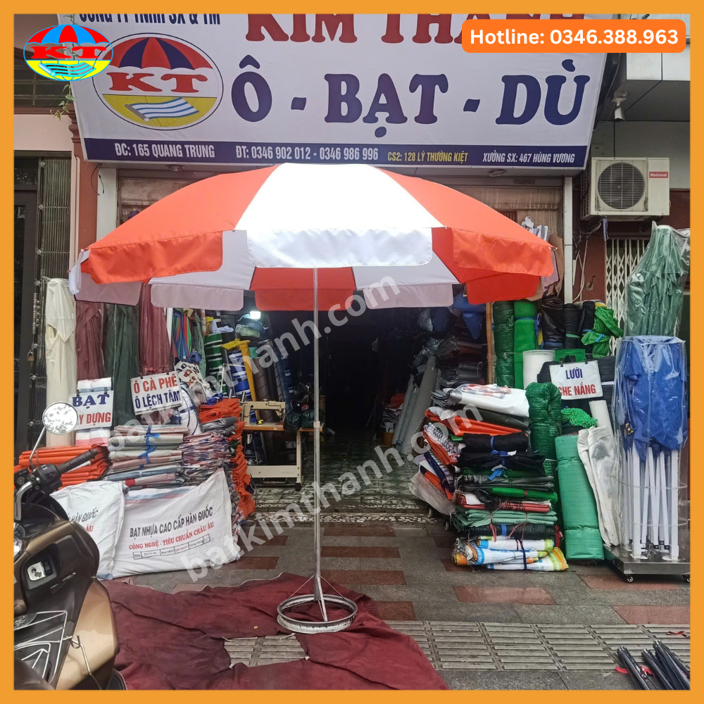 Ô Tròn Che Mưa Nắng (Cam, Trắng)