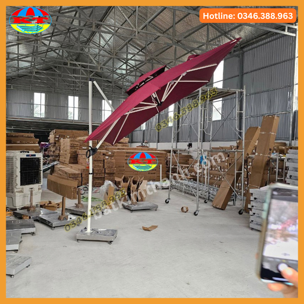 Ô Lệch Tâm Vuông 2,5m Xoay Nghiêng 8 Nan