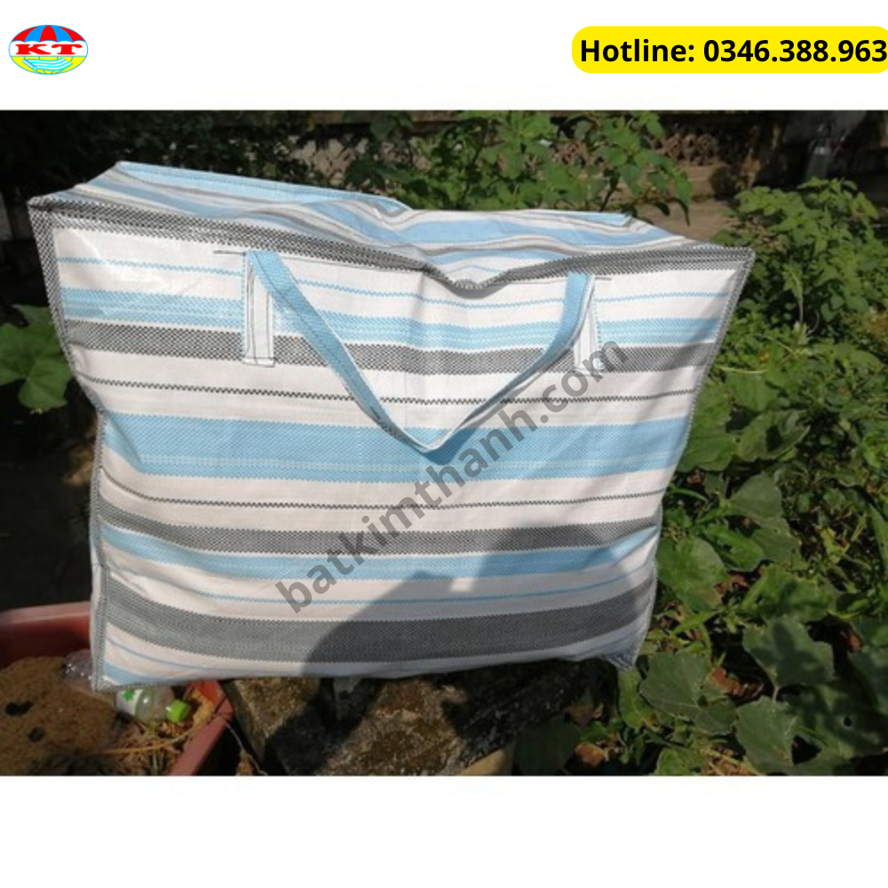Túi Bạt Dứa mã lai có 2 dây kéo  đựng quần áo, chăn màn