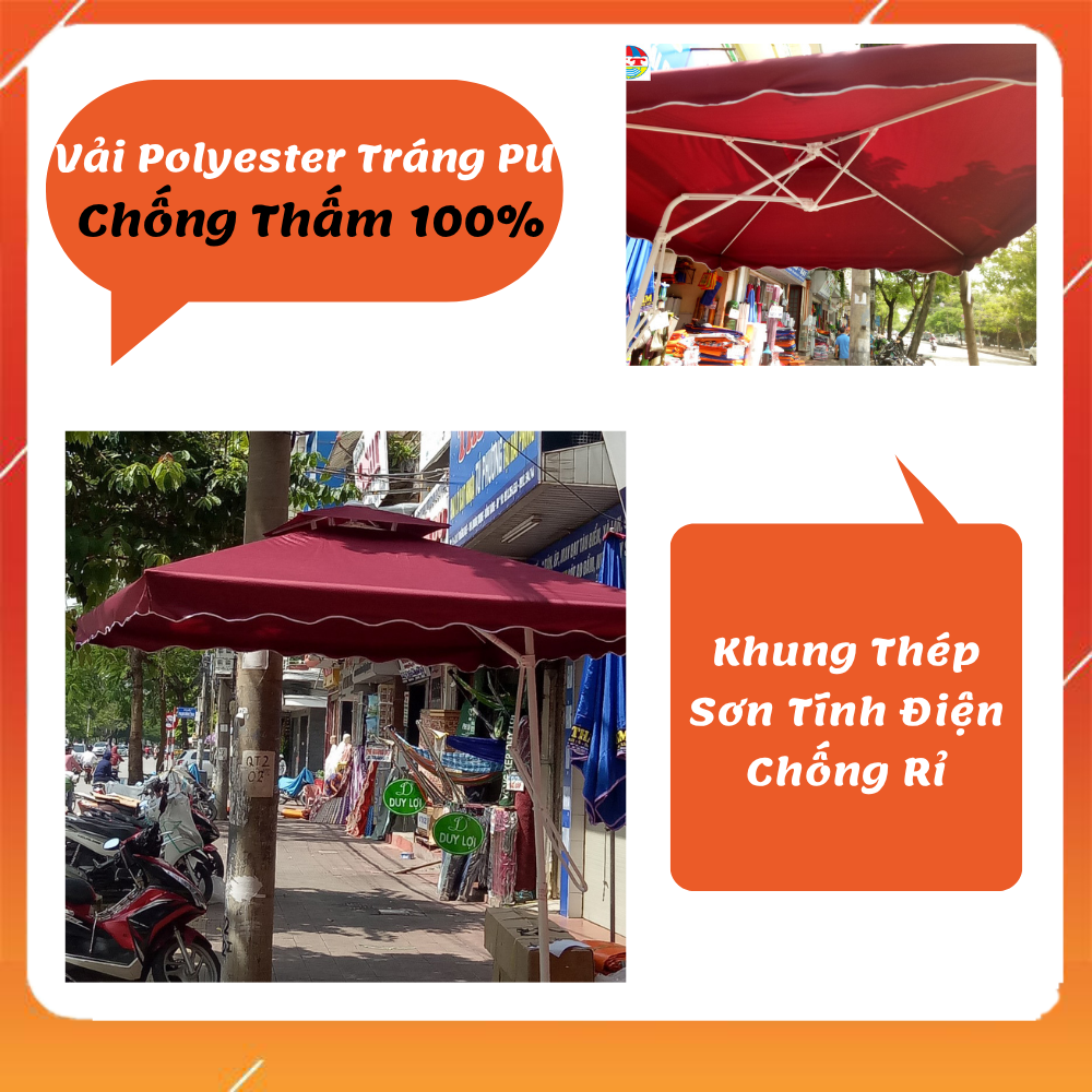 Ô Lệch Tâm Che Mưa , Che Nắng Kích  Thước 2,5M x 2,5M (Dòng phổ thông)
