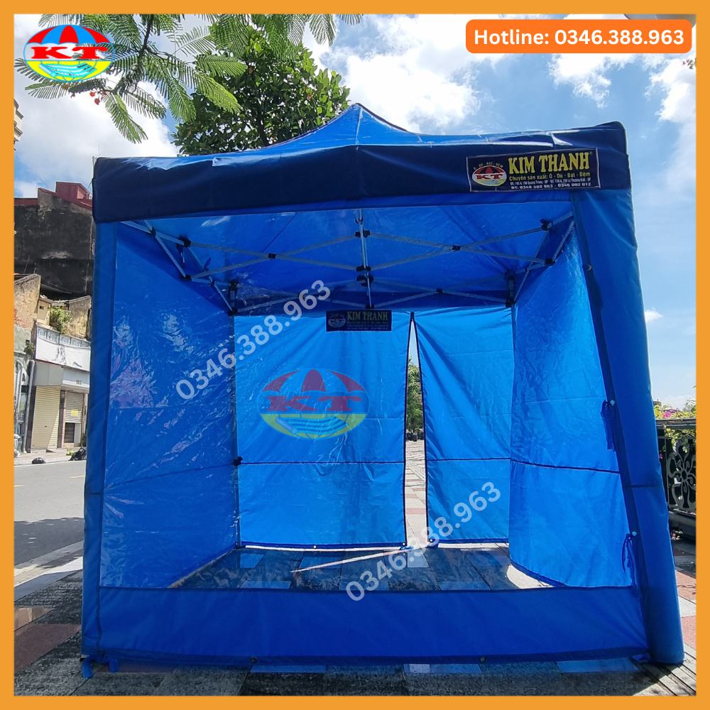 Bạt Gấp Gọn 3M x 6M Màu Xanh Dương, Quây 3 Mặt