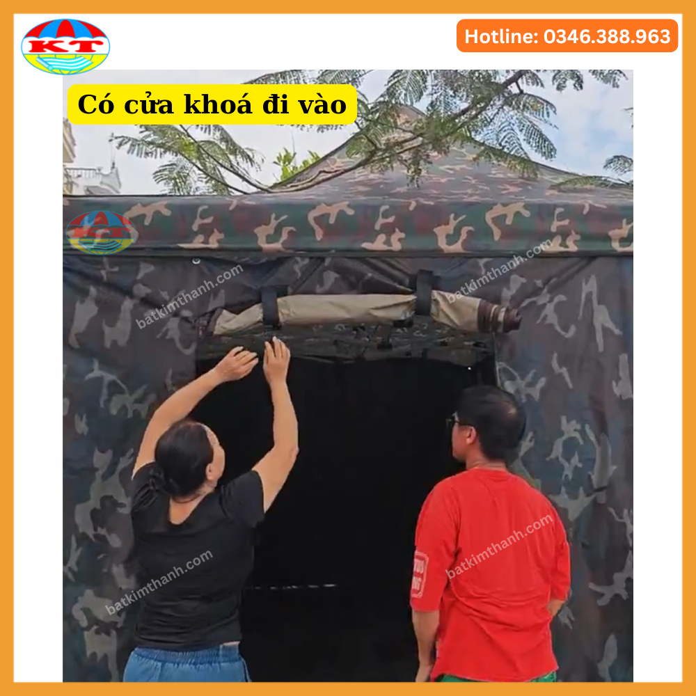 Nhà Bạt Rằn Ri Dã Chiến Có Cửa Kéo Khoá Ra Vào Rèm Che Kín 4 Mặt